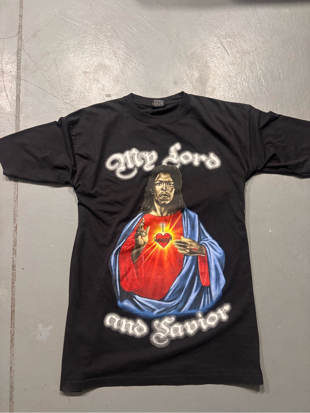 Black 'My Lord and Savior' Graphic Short Sleeve Tee
